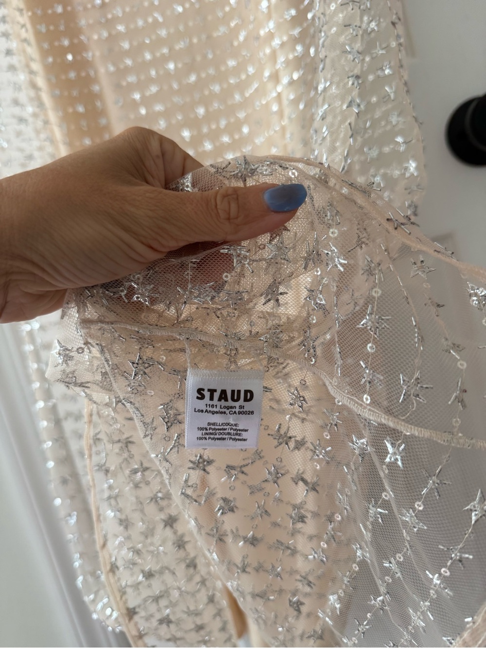 STAUD Aurielle Beaded Tulle Maxi Dress Stardust NEW with tag - Picture 11 of 12